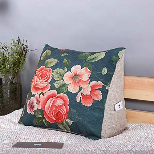 TOPY Triangular Wedge Cushion, Linen Pp-cotton Filled Backrest Positioning Support Reading Pillow Office Lumbar Pad With Removable Cover-g 60x50x30cm(24x20x12inch)