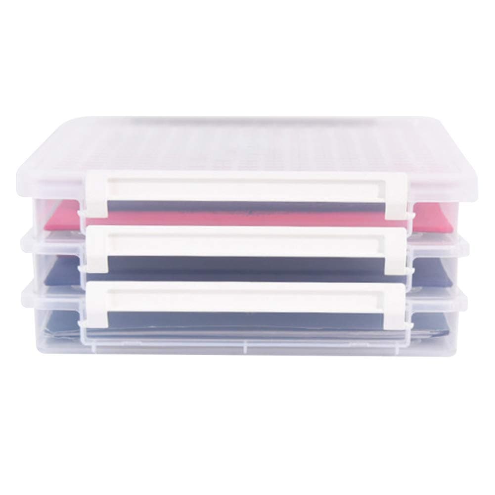 Crazyo Transparent File Storage Box Document Paper Storage Container Office Supplies