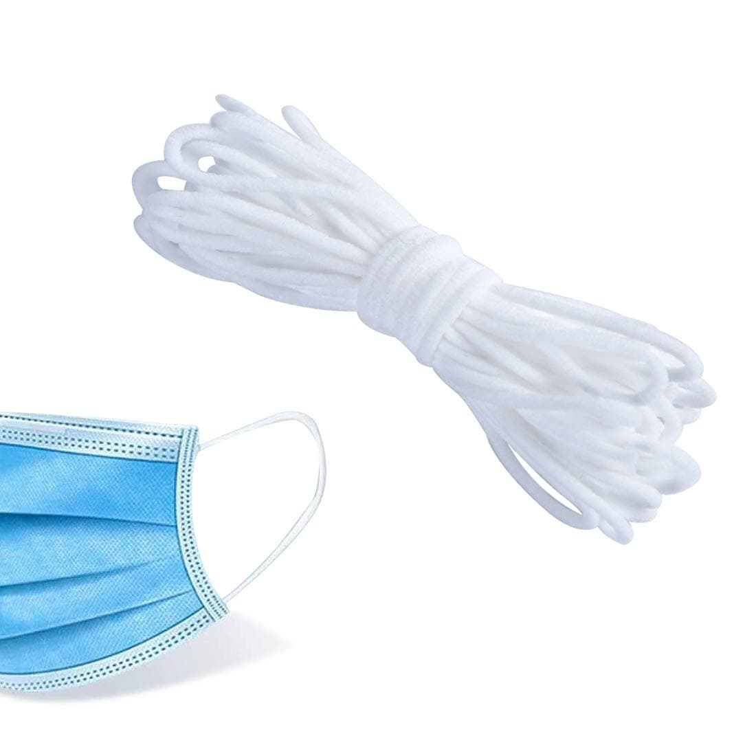 PLAZALA Elastic Strap White Ear Loop Cord Ear Tie Rope Handmade String for DIY Sewing（200yard）