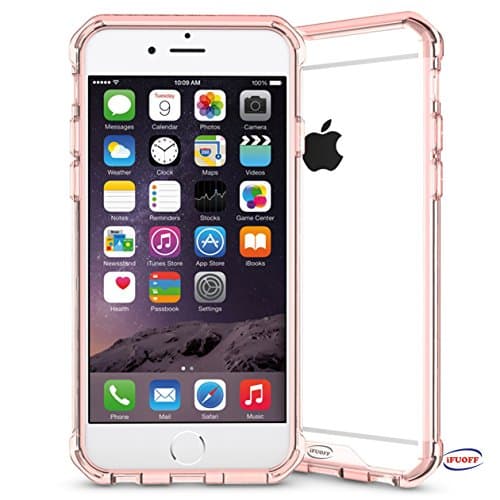 iFUOFF iPhone 7 Plus (5.5in) , Shock Absorbing Scratch Resistant Rubber Frame + Hard Back Cover Case - Pink