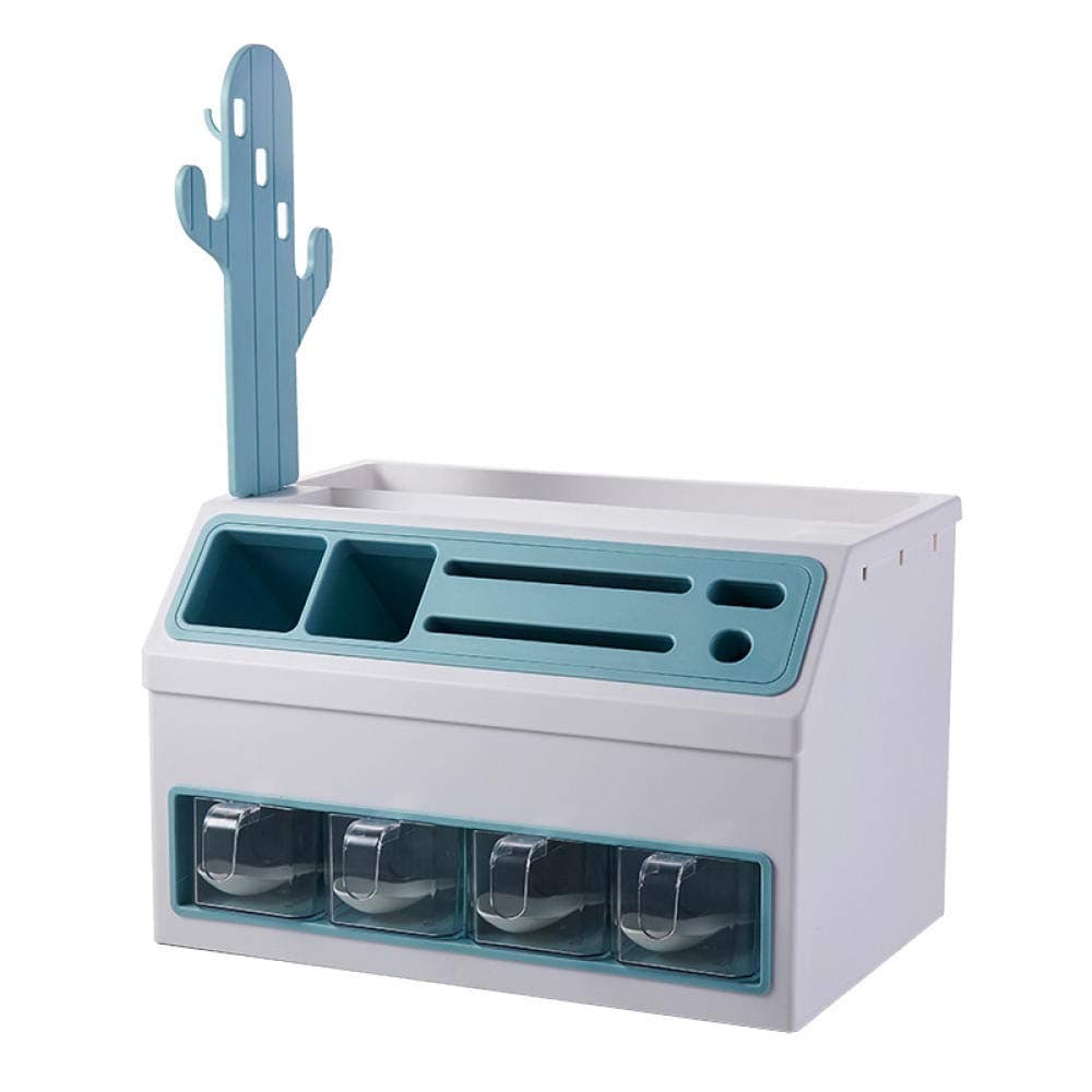 QSAA Kitchen Shelf Multi-Function Kitchen Supplies Rack Home Floor-Standing Knife Holder Can Put Spices on The Kitchen Wall More Convenient For Cooking Blue