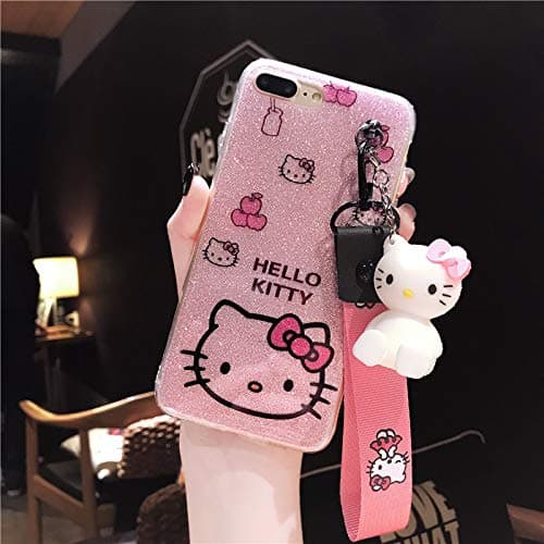 Maxlight for iPhone Xs Max XR Kitty Case Bling Hello Kitty Cover for iPhone 7 8 Plus X Phone Cover + Toy Stander +Strap (Style 4, for iPhone Xs Max)