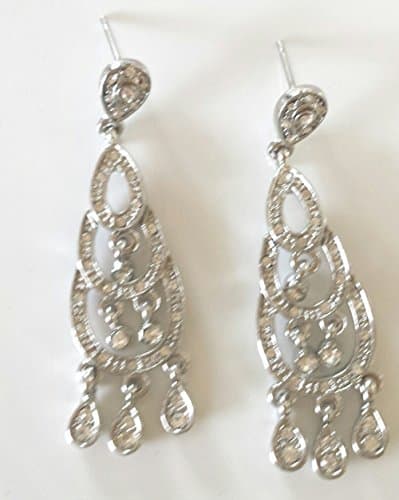 Tear Drop Swarovsky Element Earrings - Silver Tone Drop Earrings