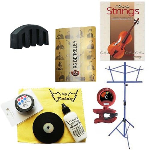 Cello Players Mega Pack - Essential Accessory Pack for the Cello: Includes: Cello Care &amp; Cleaning Kit, Cello Mute, Music Stand, Band Folder, Essential Elements 2000 Book 1 for Cello, &amp; Tuner &amp; Metronome