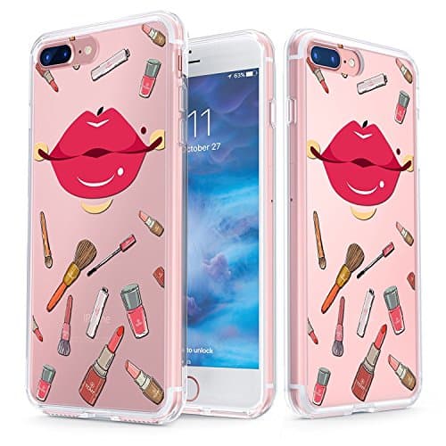 iPhone 7 Plus Case - True Color Clear-Shield Mascara Modern Women Collection Printed on Clear Back - Soft and Hard Thin Shock Absorbing Dustproof Full Protection Bumper Cover