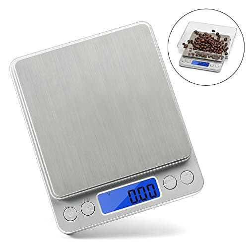 Ksperway 500g/0.01g Digital Kitchen Scale, High-precision Pocket Food Scale with Back-Lit LCD Display, Stainless Steel Batteries Included