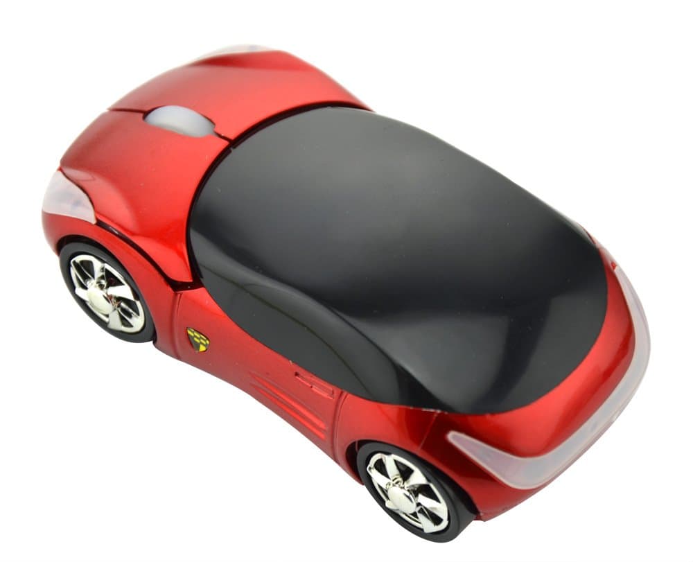 Welltop Wireless Mouse Computer Mice Car-shaped Game Mice 2.4Ghz Optical Mouse for pc Laptop Computer (Red)