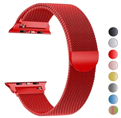 MouKou Straps for Apple Watch Series 4/3/2/1 38mm 40mm 42mm 44mm Milanese Mesh Loop with Magnetic Clasp Stainless Steel Replacement Strap