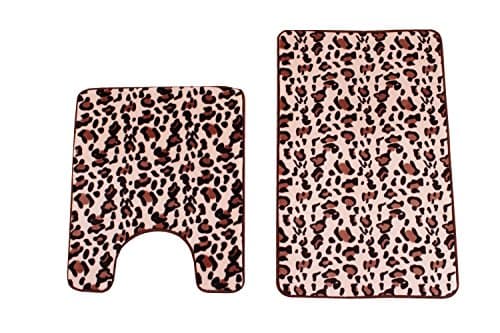2 Piece Set Leopard Prints Non-slip Memory Foam Bath Mat 20x24/17x23
