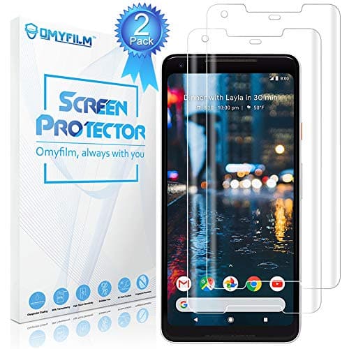 [2 Pack] Pixel 2 XL Screen Protector [2.5D Round Edges] OMYFILM Google Pixel 2 XL Tempered Glass Screen Protector [Daily Protection] High Definition Glass Protector for Google Pixel 2 XL (Clear)