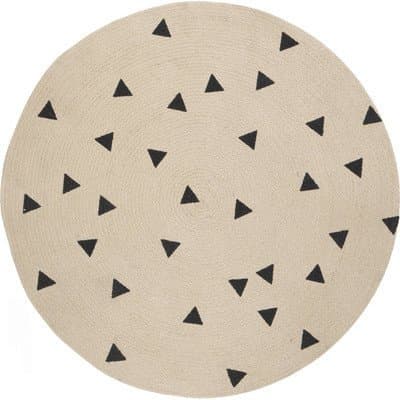 Geometric Pattern Area Rugs, Round Shape, Beige