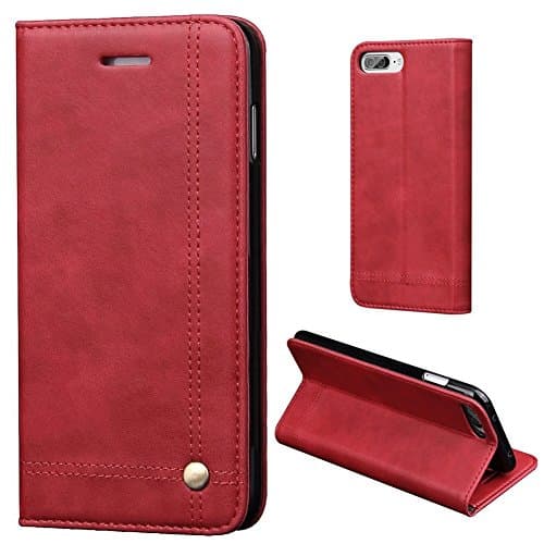 Mayround Wallet Leather Case for iPhone 7 Plus 8 Plus, Folio Book Case Cover with Credit Card Slots Cash Pocket Magnet Closure Compatible for iPhone 7 Plus/8 Plus 5.5" (Red)