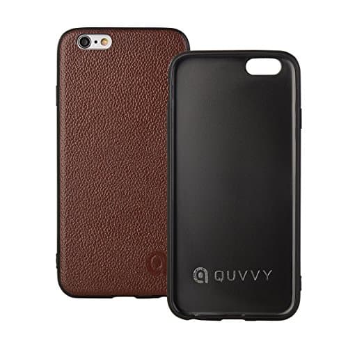 QUVVY Genuine Leather iPhone 6 iPhone 6s Case - Top Grain Premium Leather - Ultra Slim, Snap-On Cover with Scratch, Shock and Impact Resistance - Low Profile Design (iPhone 6/6s Brown)