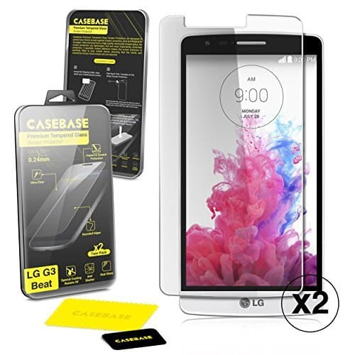 Casebase Premium Tempered Glass Screen Protector Twin Pack for Lg G3 S (Lg G3 Mini / Lg G3 Beat)