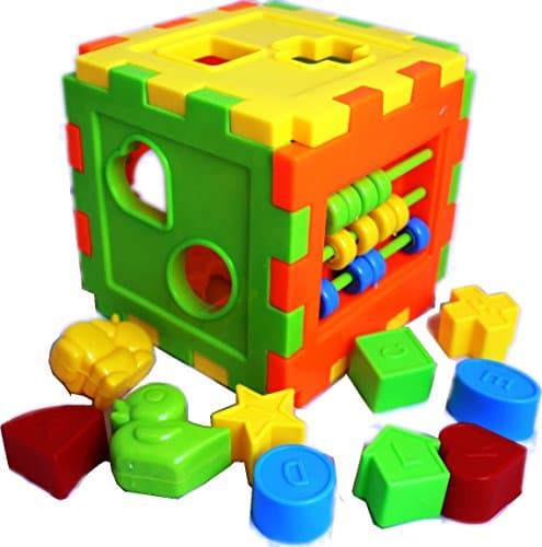 Plastic Shape Sorting Safe box Cube Square Baby First Matching Blocks Toy for Montessori Intelligence Preschool Early Learning Educational by PeGuCo