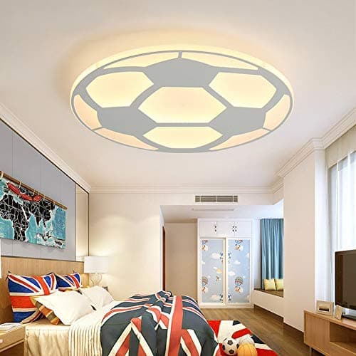 LITFAD Soccer-Patterned 20.47" Wide Dimmable LED Ceiling Light Fixture in White for Boys Bedroom,Kids Room,Children Bedroom