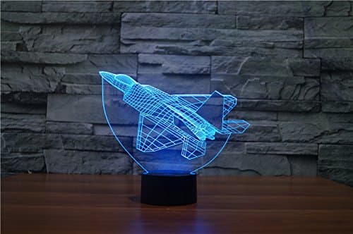 Stonepack 3D Illusion LED Desk Table Night Light Lamp 7 Color Touch Lamp Kids Children Family Holiday Gift Home Office Childrenroom Theme Decoration - Airplane