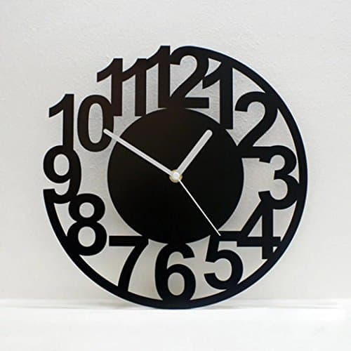 Simple Art Digital Wall Clock Modern Mute Large Wall Clock Creative Living Room Decorative Wall Clock 14 inch - Round/Black