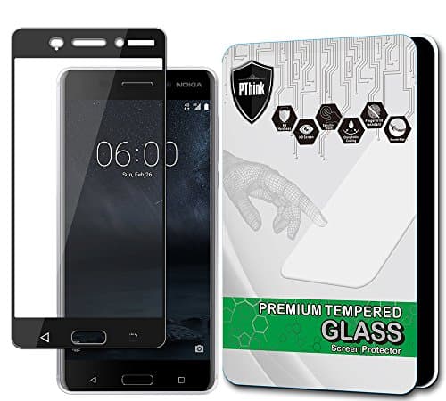 PThink [Full Screen Coverage Tempered Glass Screen Protector for Nokia 6 (Black)