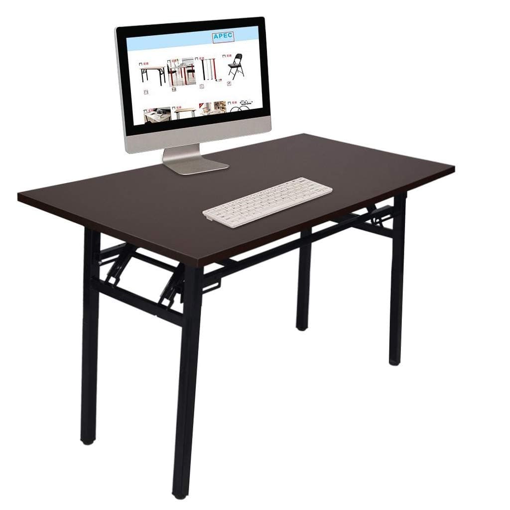 Joysale Computer Desk Office Desk Folding Table Computer Table Workstation (Wine)