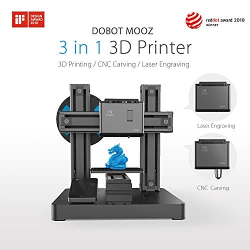 DOBOT MOOZ - Industrial Grade Transformable Metallic 3D Printer, Free PLA Filament, 130130130mm, Support CNC and Laser Engraving with Protective Case and Goggle, Auto-Calibration, Assemble Easily