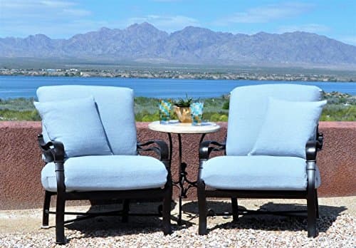 Pair (2 sets) CushyChic Outdoors Slipcovers for 2 Piece Deep Seat Cushions In Air Blue, Plus Your Color Choice of 2 Pillow Slips (Air Blue with Matching Square Pillow Slips)