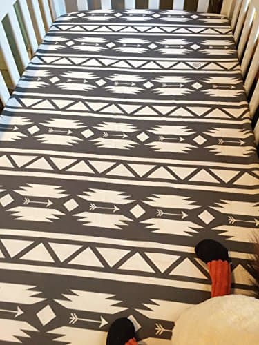 Sloan Grey and White Aztec Crib Sheet