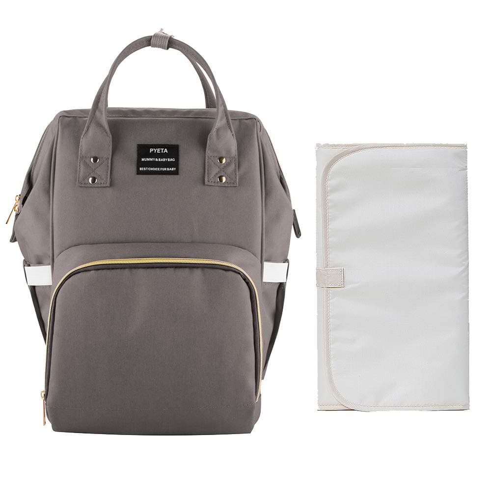 Diaper Bag Nappy Bag Backpack Mummy Backpack Rucksack Waterproof Multi-Function Mommy Bag for Baby Care Large Capacity Stylish and Durable Perfect for Travel Work or Outing with a Changing Pad (Gray)