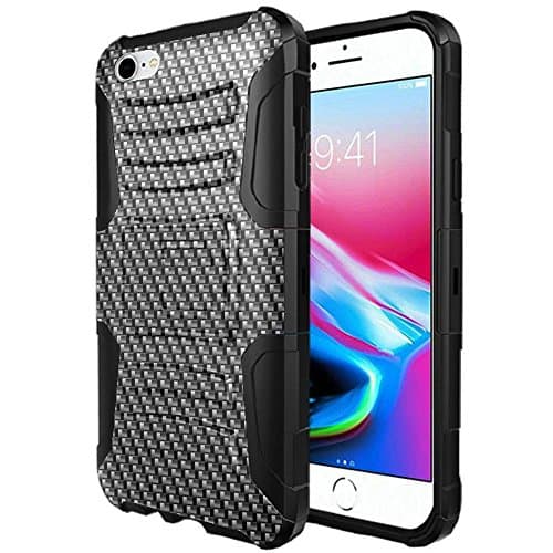 iPhone 7 Plus / iPhone 8 Plus Case Holster Combo - Armatus Gear Rugged Tactical Hybrid Armor Case with Holster Belt Clip - Carbon Fiber