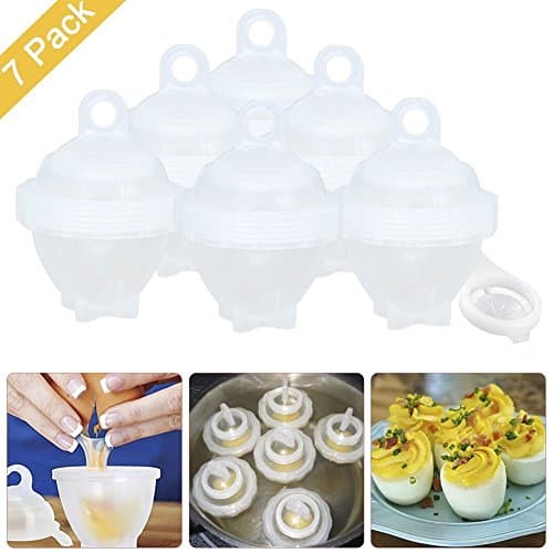 Egg Cooker Hard & Soft Maker, 7 PCS Egg Cookers No Shell, Non Stick Silicone, Poacher, Boiled, Steamer, AS SEEN ON TV