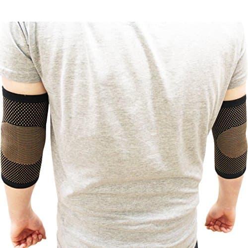 Pair of Copper Compression Arthritis Elbow Support Sleeves - Cuprix - Copper infused soft bamboo for warmth, support, recovery & compression - Support/Brace/Wrap (Medium, Pair)