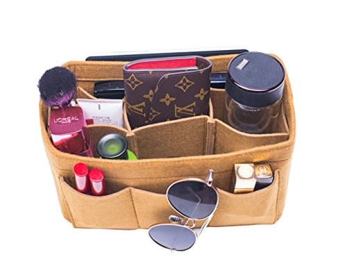 Felt Handbag Organizer, Insert Purse Organizer 12 Pockets Structure Shaper 3 Sizes Brown L