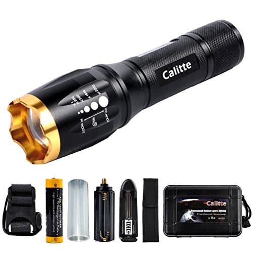 Calitte Super Bright LED Flashlight T6 with Mount Adjustable 5 Light Mode 1000 Lumens Zoomable Focus LED Torch Light for Cycling Hiking (5.35 in)