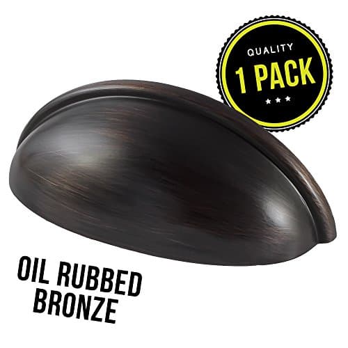 Cabinet Hardware Bin Cup Drawer Handle Pull - 3" Inch (76mm) Hole Centers (1pk Oil Rubbed Bronze)