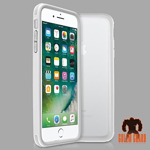 GolemGuard iPhone 7 Plus &amp; iPhone 8 Plus Ultra Protective Bumper Photo Print Case for Military Grade Anti-Shock Case ( Personalized DIY Customized Picture) / 1 Bonus Tempered Glass - White