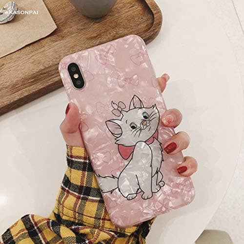 Maxlight Cute Pink Marie Cat Conch Shell Phone Case for iPhone 8 Case for iPhone Xs MAX XR X 7 8 Plus Back Cover Lovely Funny Case (Style1, for iPhone 7plus 8plus)