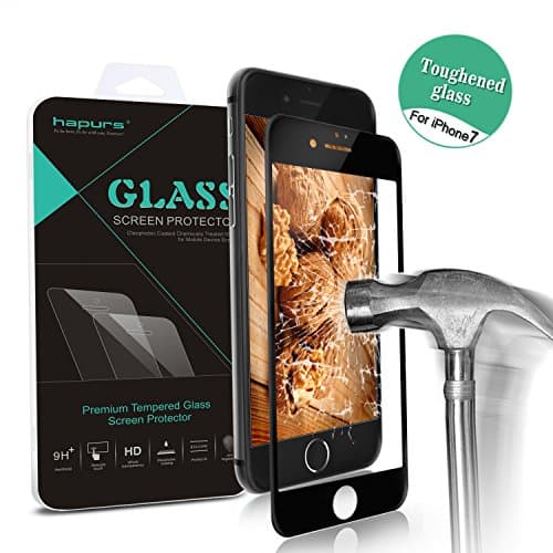iPhone 7 Full Coverage Screen Protector, Hapurs Tempered Glass Screen Protector, High Definition Shockproof Anti-Bubble Screen Film for iphone 7 - Black