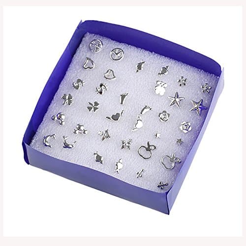 18 Pairs/Set Mixed Styles Sterling Plated Plastic Ear Stud Earring, Elegant Ladies Silver Color
