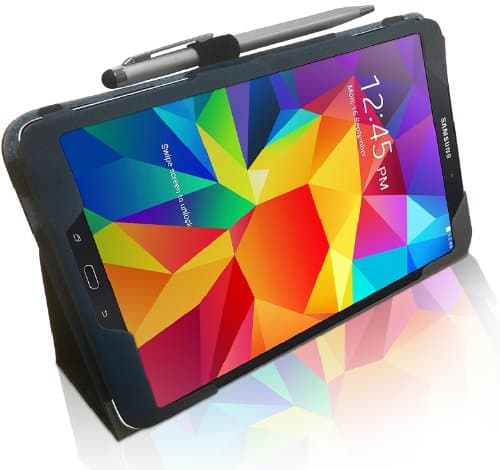 Samsung Galaxy Tab 4 8.0 inch (2014 release) Multi-Angle Case with Bonus 2 in 1 Biro Stylus / Auto Sleep & Wake Sensor by LuvTab® (Blue)