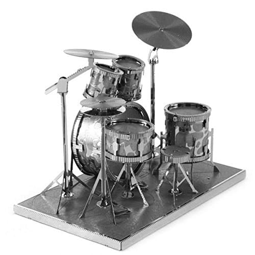 DIY 3D Puzzle Stainless Steel Assembly Model Drum Set Silver Color