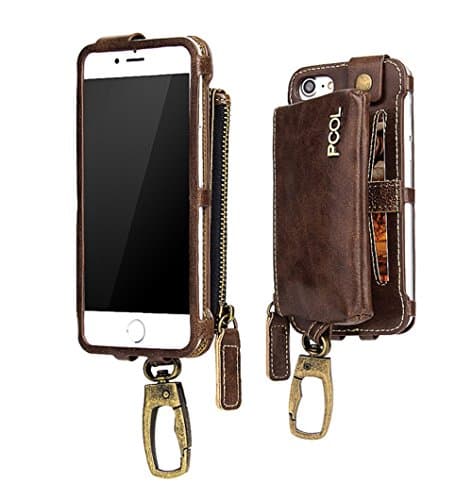 Punassi Multi function Detachable Luxury Premium Leather Case with Utility Gadget Pouch Magnetic Closure Waist Pouch Fanny Pack (Iphone 6plus/6splus, Brown)