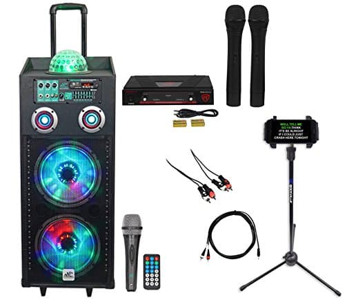 NYC Acoustics 10" Karaoke Machine/System+(2) Mics+Tablet Stand 4 ipad/iphone/TV