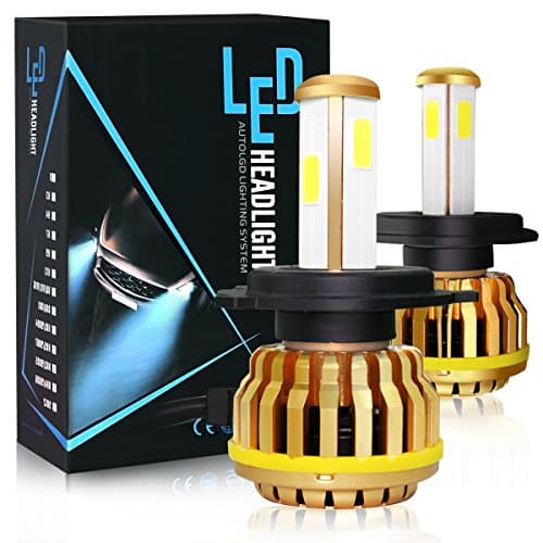 Treedeng LED Headlight Bulbs,4 Side LED bulbs, Extremely Bright COB LED Chip, 60W 7000LM 6000K, Turbo Heat Dissipation, 2 Year Warranty (H4)
