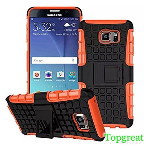 Note 5 Case,Samsung Note 5 Case,TopGreat/TPU+PC/Hybrid Rubberized/[Scratchproof] [Shock proof] [Skidproof] Impact Resistant Hard Shell With Kickstand [Gifts] for Galaxy note 5 (Orange)