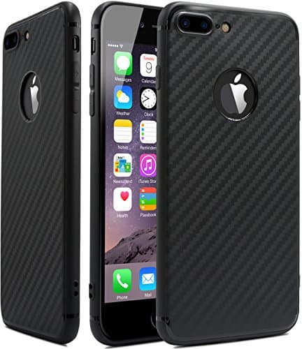 iPhone 7 Plus Case, MLMM Ultra-Thin Slim fit Carbon Fiber Pattern TPU iPhone Cover Shockproof Dustproof Shock Absorbing Bumper and Anti-Scratch Anti-Slip Case for iPhone 7 plus Black
