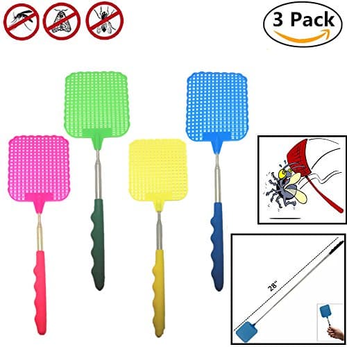 TSY TOOL 3 Pack Extendable Long Fly Swatters Telescopic, Portable and Durable Mosquito Zapper Bug Killer with Strong and…