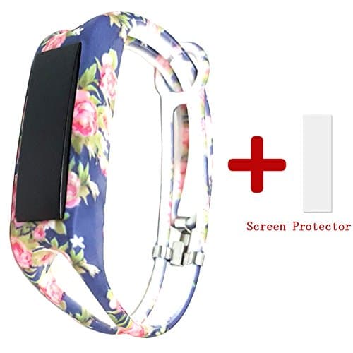 Printing Fitbit Alta Bands with Screen Protector, Purest Free Size Replacement Bands Band Cover Case for Fitbit Alta/ Fitbit Alta Band (Peony)