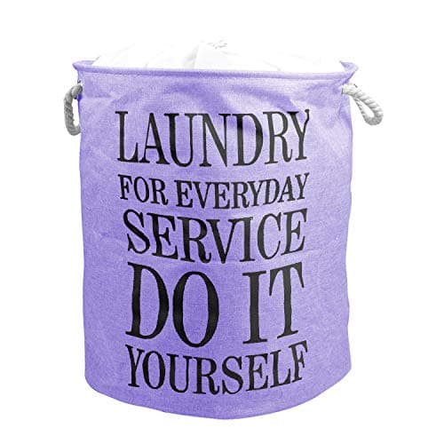 HOMIZE Multipurpose Foldable Drawstring Laundry Bag Hamper Basket with Rope Handle, 58 LTR, (DIY - Purple)