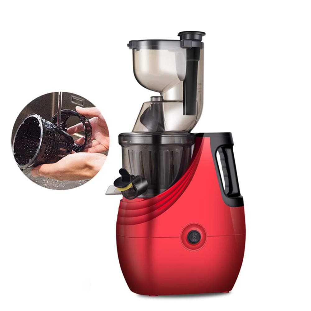 MSQL Slow Masticating Juicer Cold Press Extractor with 3.4" Wide Chute, High Yield Vertical Juicer, for Fruits, Vegetables, Herbs,Red,220V