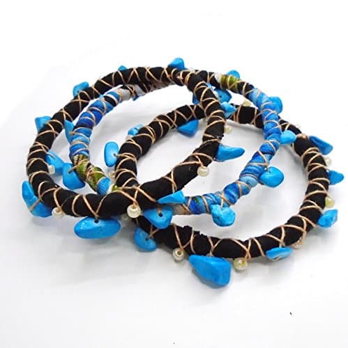Boho Chic Bracelet Set Blue Stone Beads Hypoallergenic